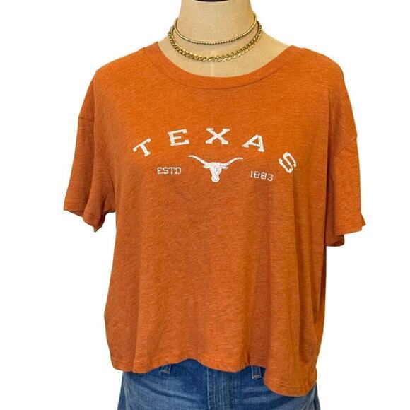 Champion Tops - UNIVERSITY OF TEXAS UT Longhorns Cropped Tee T-Shirt L Gameday Collegiate NCAA